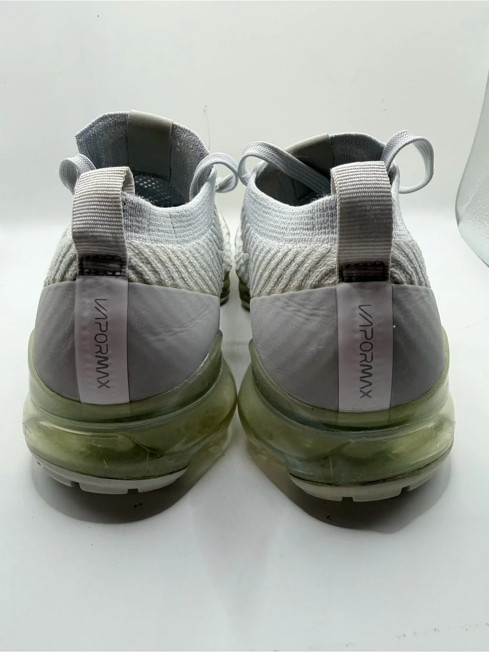 Nike Women's Light Grey/White Vapormax Flyknit Athletic Shoes